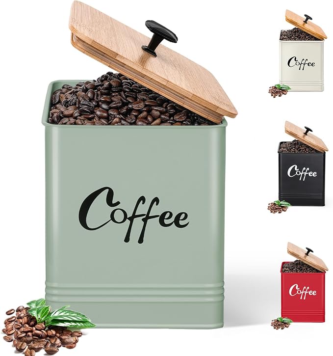Coffee Canister, Airtight 40 oz Large Iron Black Storage Container by Unknown