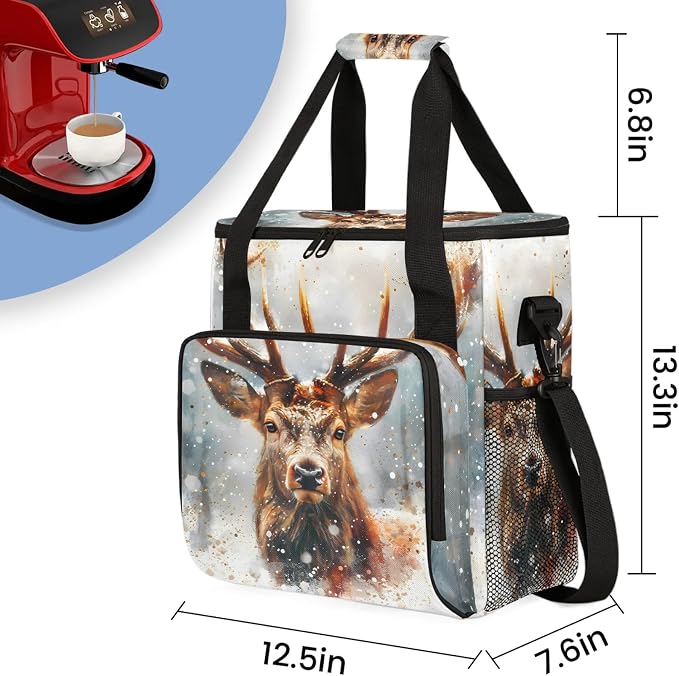 Deer Moose Coffee Maker Carring Bag, Large Insulated Storage Organizer Case - Image 2