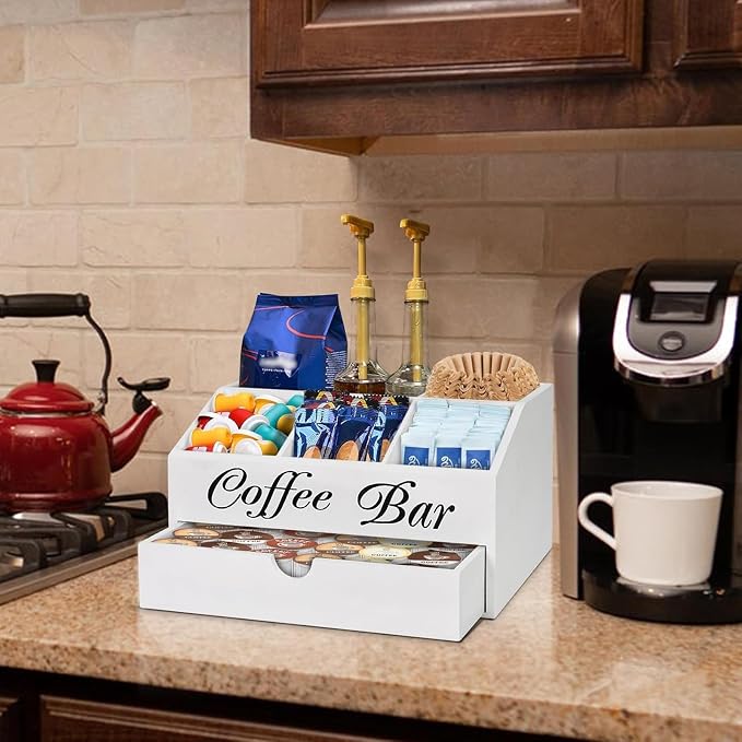 Coffee Bar Organizer Countertop, Wooden Bar Accessories - Image 5