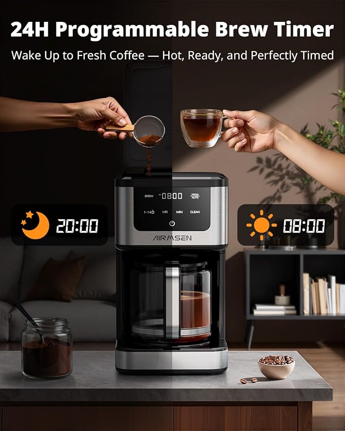 AIRMSEN 14-Cup Programmable Drip Coffee Maker – 1000W Fast Brewing Coffee - Image 4