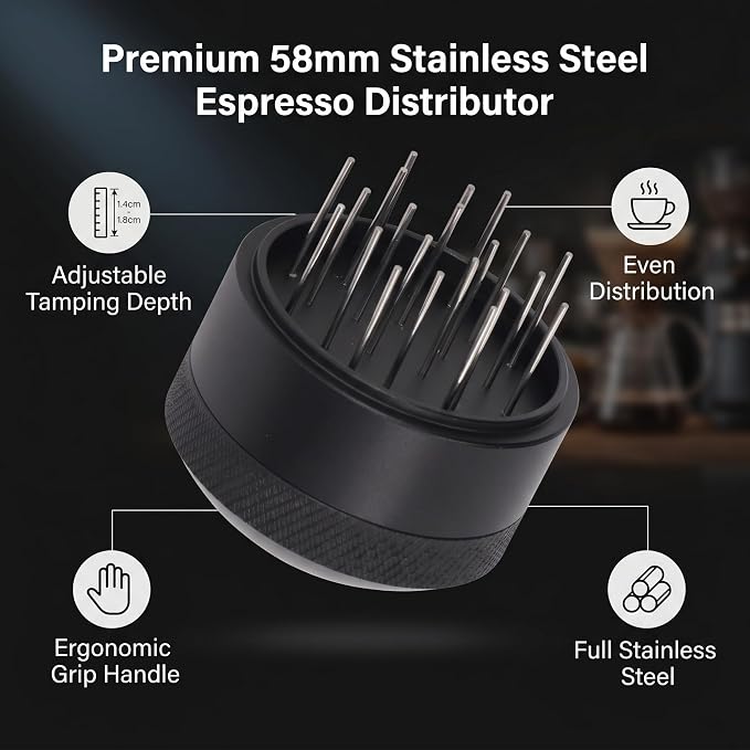 58mm Stainless Steel Espresso Distributor Coffee Leveler Stable Base - Image 4