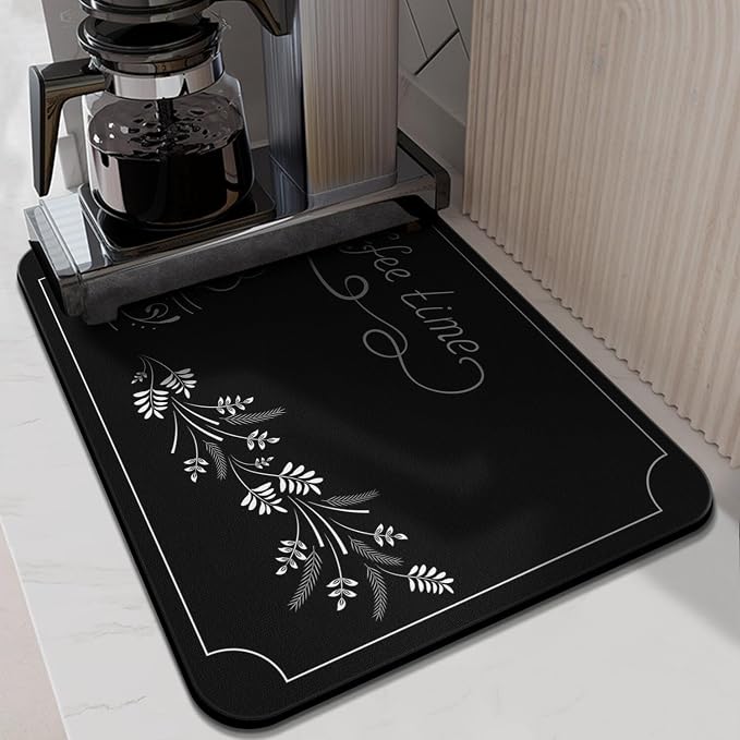 Flowers and Plants Absorbent Coffee Bar Mat - Image 2