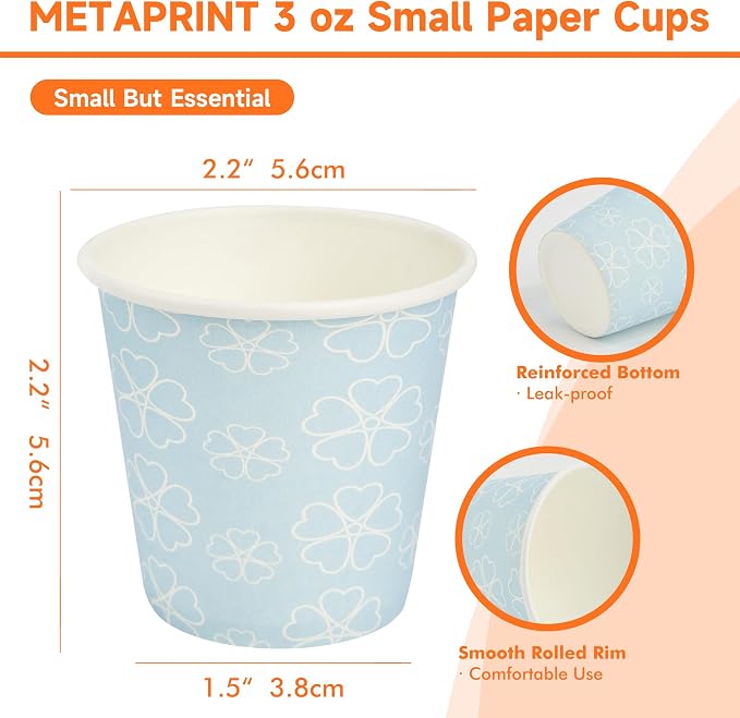 METAPRINT 100 Pack 3 oz Bathroom Cups, Disposable Paper Cups - Image 2