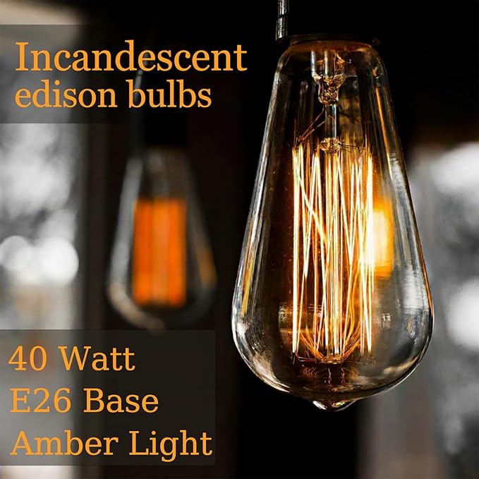 GOENDR E26 40W Edison Bulbs, ST64 Vintage Incandescent Light Bulbs, 2700K Warm - Image 2