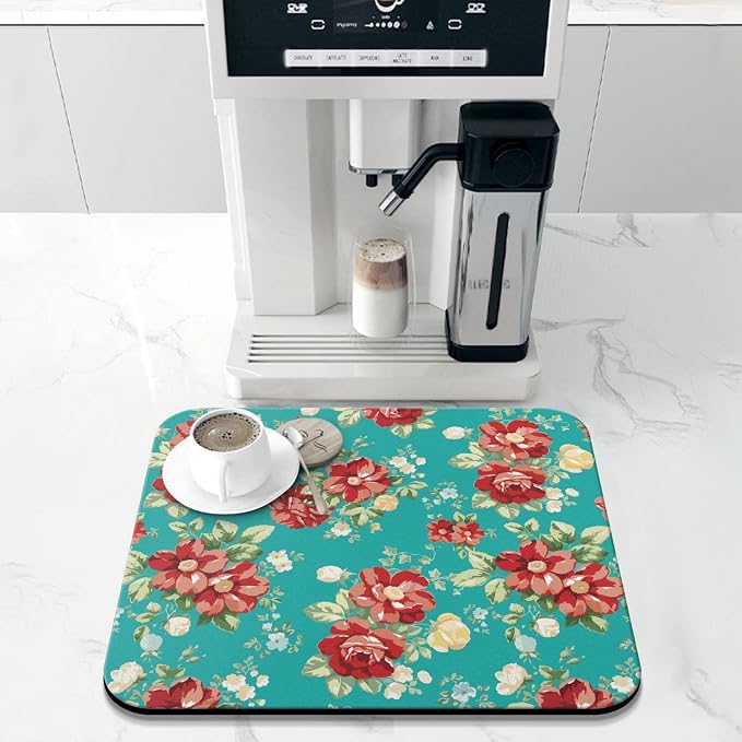 Coffee Bar Mat Accessories for Countertop Absorbent Hide Stain Rubber Backed - Image 3