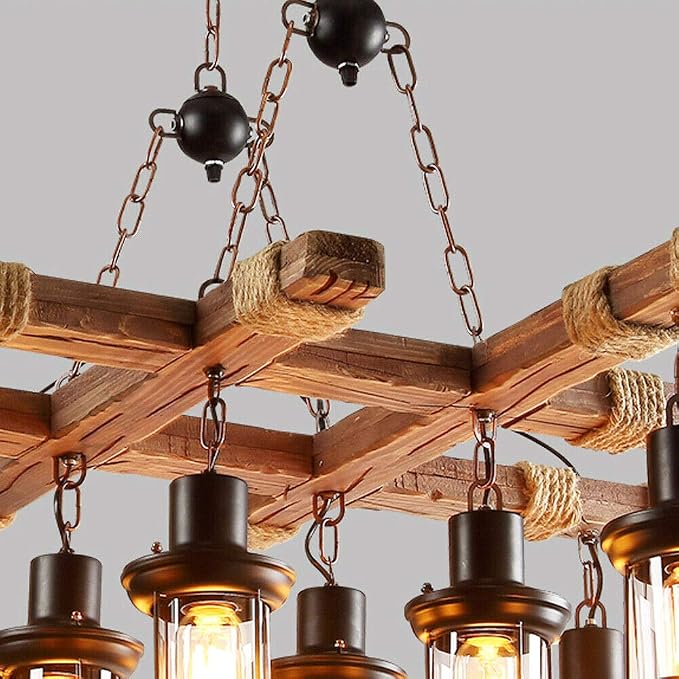 Farmhouse Pendant Light Chandelier Farmhouse Wooden Hanging Island Lighting - Image 3