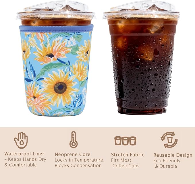 Reusable Insulated Sleeve for Iced Coffee Cup, Coffee Neoprene Sleeve for Cold - Image 6