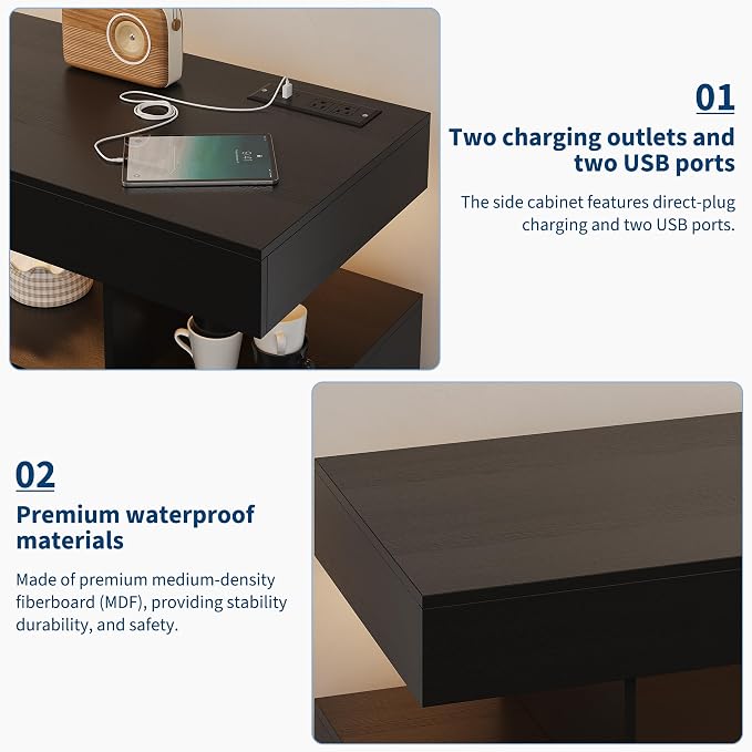 40" LED Buffet Cabinet with Charging Station, Smart Sideboard with RGB 16-Color - Image 4