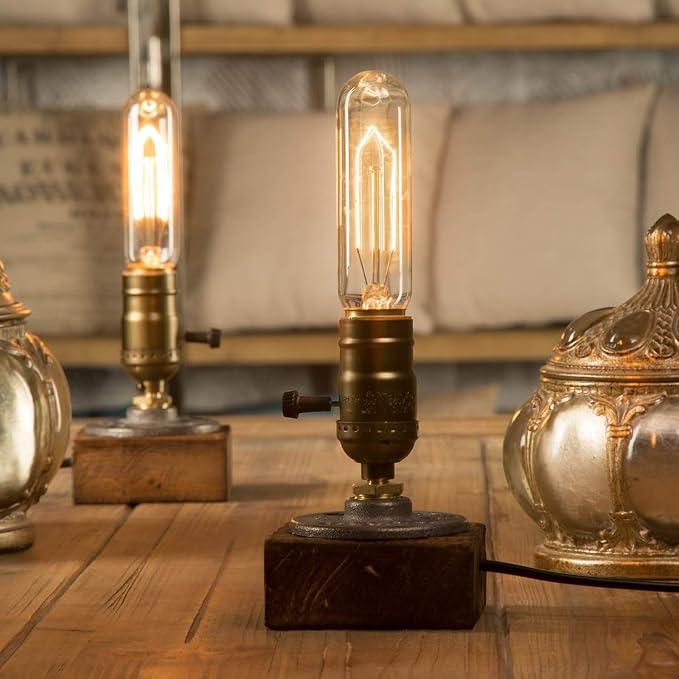 Vintage Table Lamp, Industrial Nightlight Steampunk Desk Lamp - Image 6