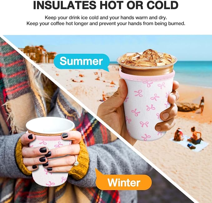 3 Pack Iced Coffee Cup Sleeve for Large Sized Cups, Reusable Neoprene Iced - Image 4