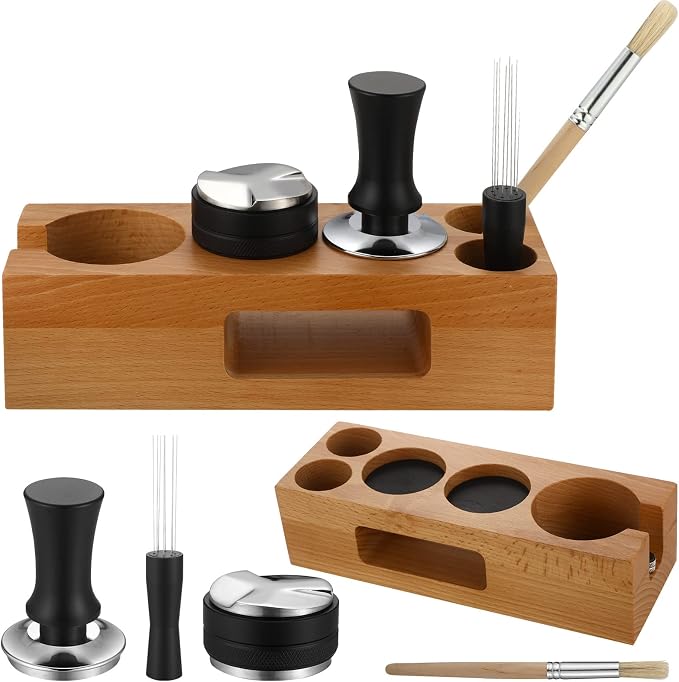 Roowest 5 Pack 54 mm Espresso Accessories Kit Wooden Tamper Station Coffee by Roowest