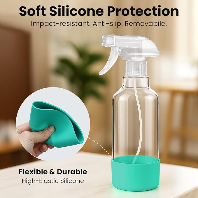 Glass Spray Bottles with Silicone Sleeve 16.9oz 2 Pack Empty Spray Bottle - Image 4