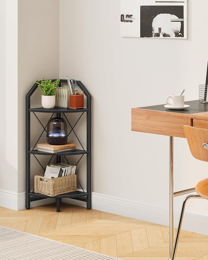CHOEZON 3-Tier Corner Shelf, Industrial Corner Bookshelf, 35.4" Storage Stand - Image 8