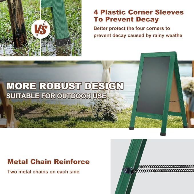 Wood Magnetic A-Frame Chalkboard Signs, Double-Sided Sidewalk Blackboard - Image 4