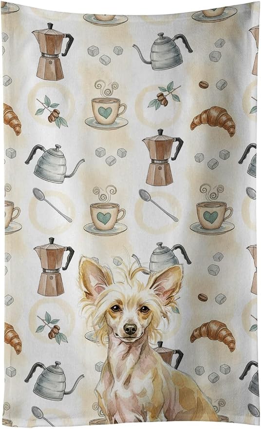 Caroline's Treasures Hairless Palomino Chinese Crested Coffee Bar Kitchen Towel by CarolinesTreasures