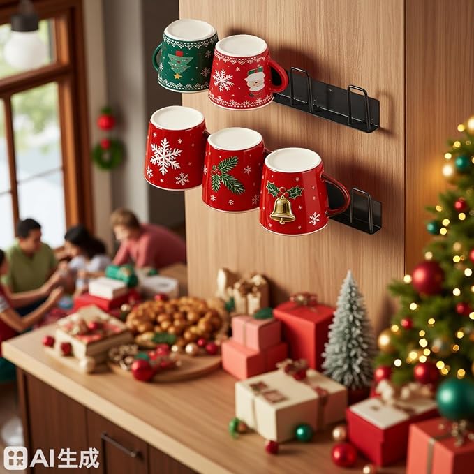BAIEUEJO 2pcs Mug Hooks Wall-Mounted Mug Holder, Coffee Cups Holder Hanger no - Image 4