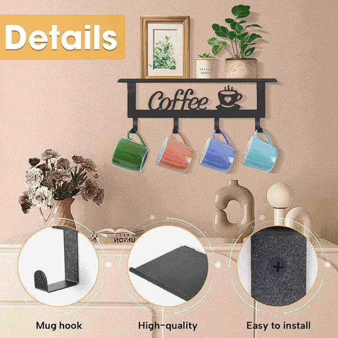 Wall Mounted Coffee Mug Holder, Mug Rack - Image 5