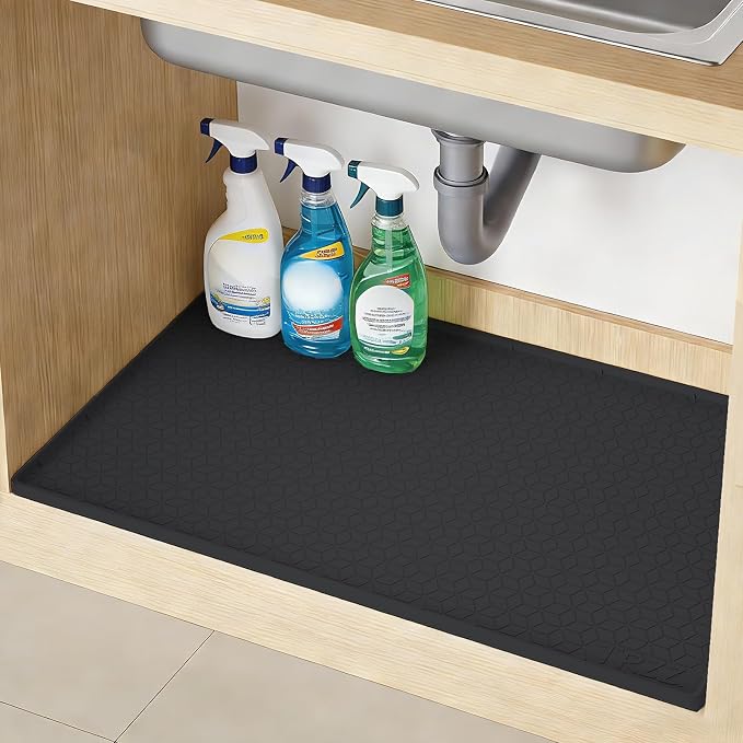 TRZZ Silicone Waterproof Under Sink Mat 28" x 22", Drip Tray and Cabinet Liner by TRZZ