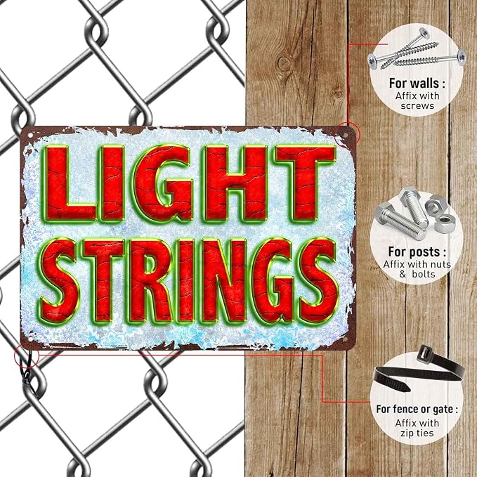 Light Strings Metal Sign 8x12 Inch, Funny Aluminum Wall Decor - Image 4