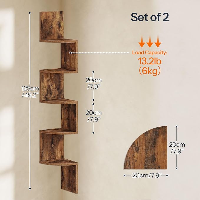 HOOBRO Corner Shelf Wall-Mounted, 5-Tier Corner Bookshelves - Image 2