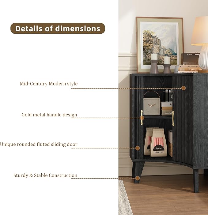 Fluted Corner Cabinet, Small Corner Floor Cabinet - Image 3