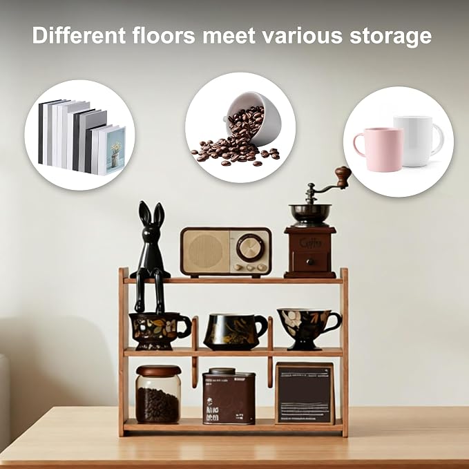 Coffee Cup Holder for Countertop Walnut Wood Coffee Mugs Holder for Kitchen Mug - Image 3