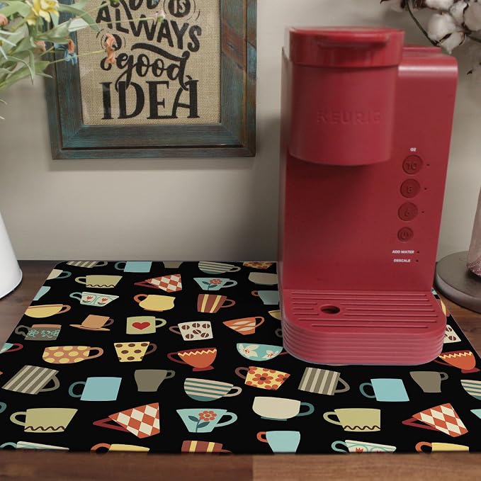 Coffee Maker Mat for Countertop – Absorbent, Non-Slip Coffee Bar Mat, Protects - Image 3