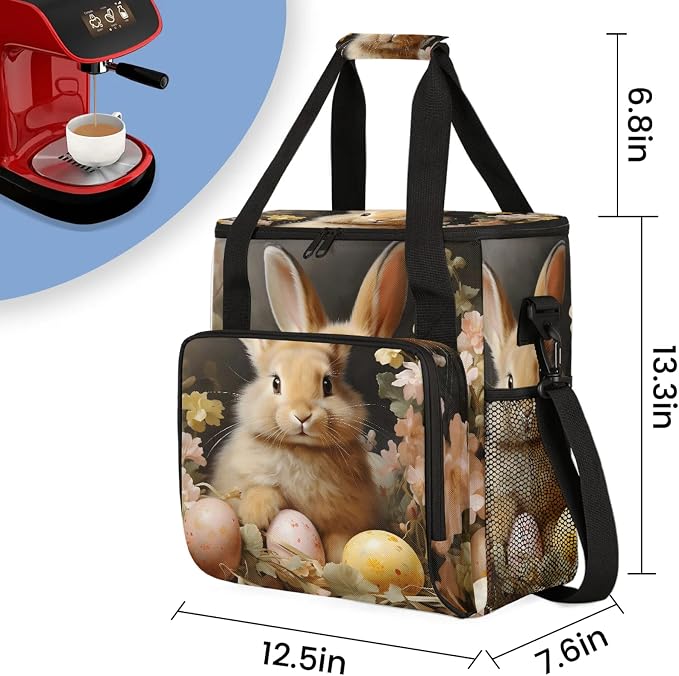 Cute Bunny Easter Eggs Coffee Maker Carring Bag, Large Insulated Storage - Image 2