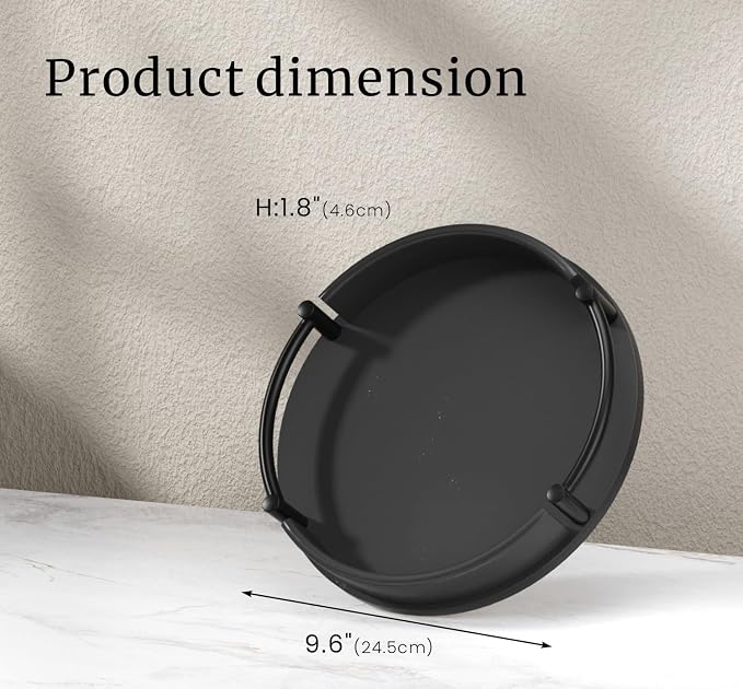 Fibogollo Bamboo Tray with Metal Handle, 9.84inches; Ottoman-Style Round - Image 4