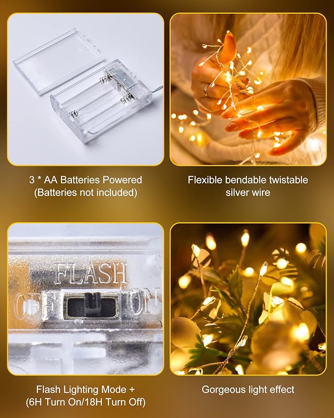 4 Pack Fairy Lights Battery Operated, 5 Feet 60 LED Twinkle String Lights - Image 5