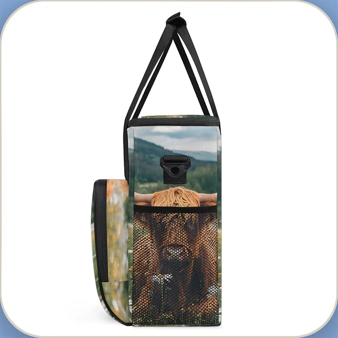 Highland Cow Spring Floral Coffee Maker Carring Bag, Large Insulated Storage - Image 4