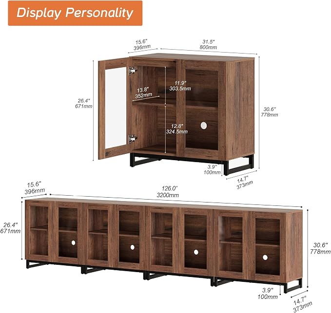 WAMPAT Sideboard Buffet Cabinets, Modern Credenza Sideboard - Image 2