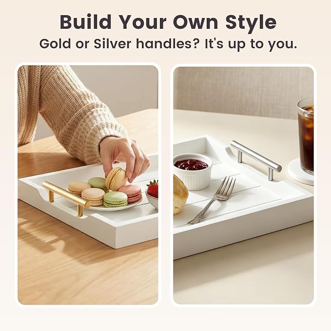 Wood Serving Tray with Metal Handles, 17x13in Large Wooden Tray - Image 6