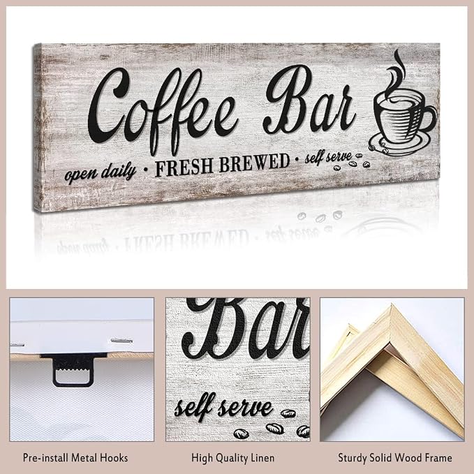 Rustic Wood Grain Coffee Station Decor - Image 7
