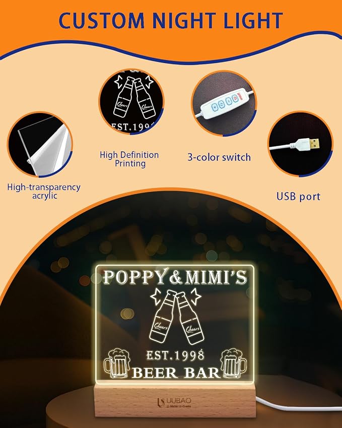 Personalized Light Up Signs for Home Bar Customized Name Bar Gifts Night Light - Image 5