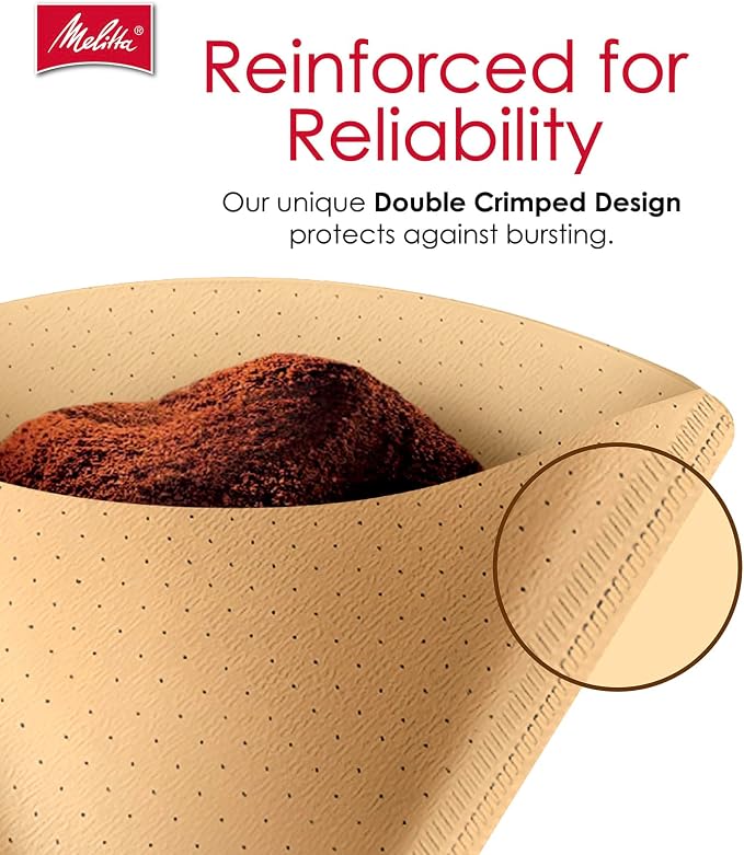 Melitta #2 Cone Coffee Filters, Natural Brown, Compostable, Tear-Resistant - Image 6