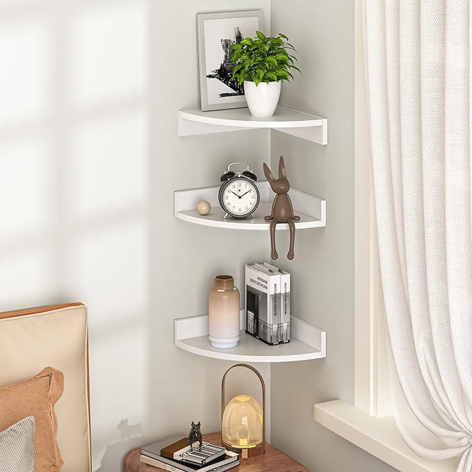 Fun Memories Corner Shelf Wall Mount, Wood Floating Corner Shelves, Corner Wall - Image 2