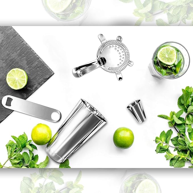 NutriChef Mixology Bartender Cocktail Shaker Set-Includes 15&30 oz Stainless - Image 3