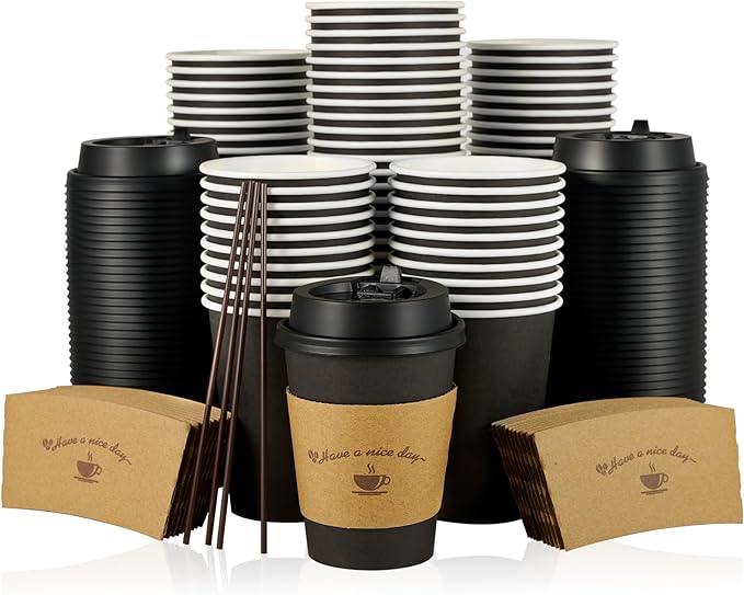 LITOPAK 100 Pack 12 oz Paper Coffee Cups by LITOPAK