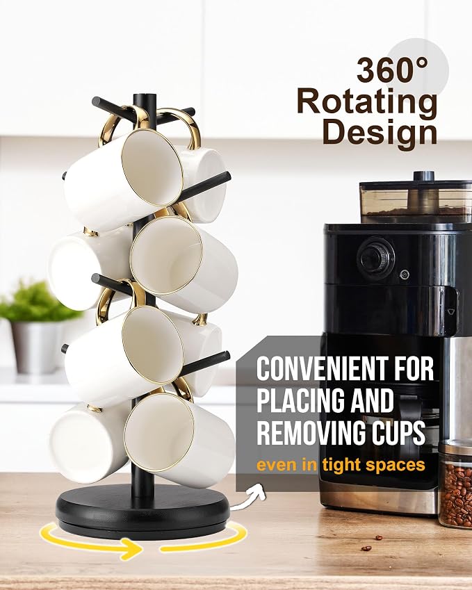 Lorbro Coffee Mug Tree, 360° Rotated Mug Holder - Image 2