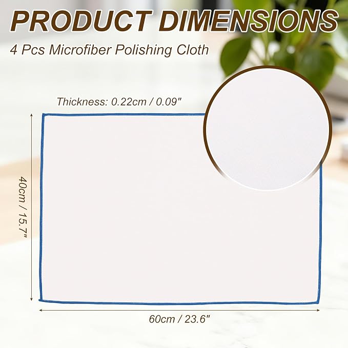uxcell 4Pcs Glass Polishing Cloth, 23.6x15.7 Microfiber Cleaning Cloths Lint & - Image 2