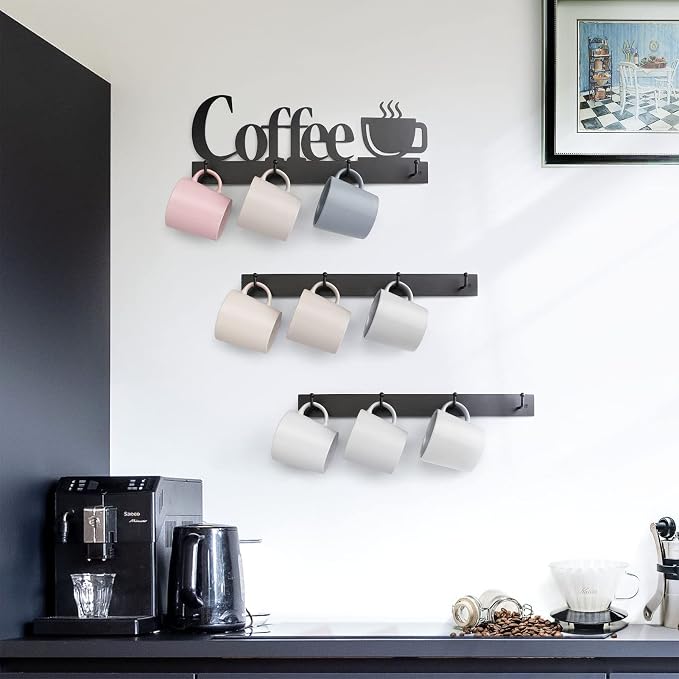 HULISEN Coffee Mug Wall Rack, Coffee Cup Holder Wall Mounted - Image 2