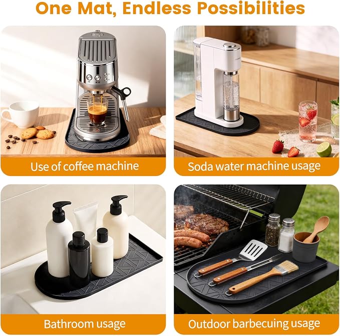 Silicone Coffee Mat, 15.8"x7.9" Coffee Bar Mats - Image 7