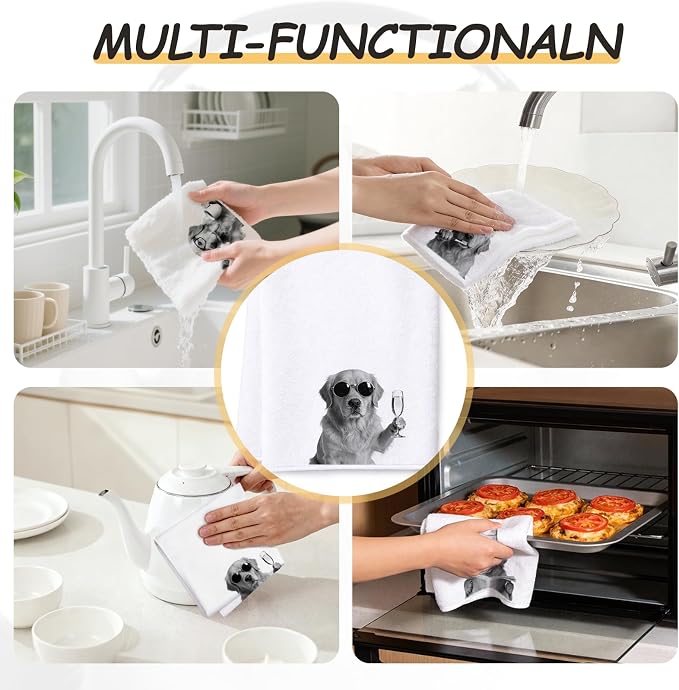 Funny Golden Retriever Owners Kitchen Towels Set of 4 - Image 4