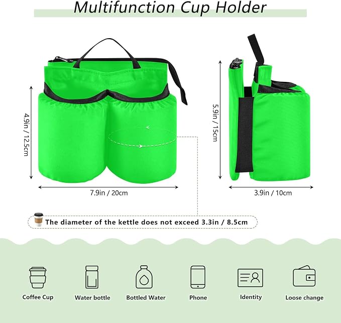 DOMIKING Neon Green Travel Luggage Cup Holder - Image 2