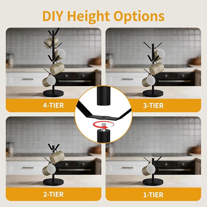 Stainless Steel Mug Holder Tree, Updated Thick Coffee Cup Holder Base, Coffee - Image 5