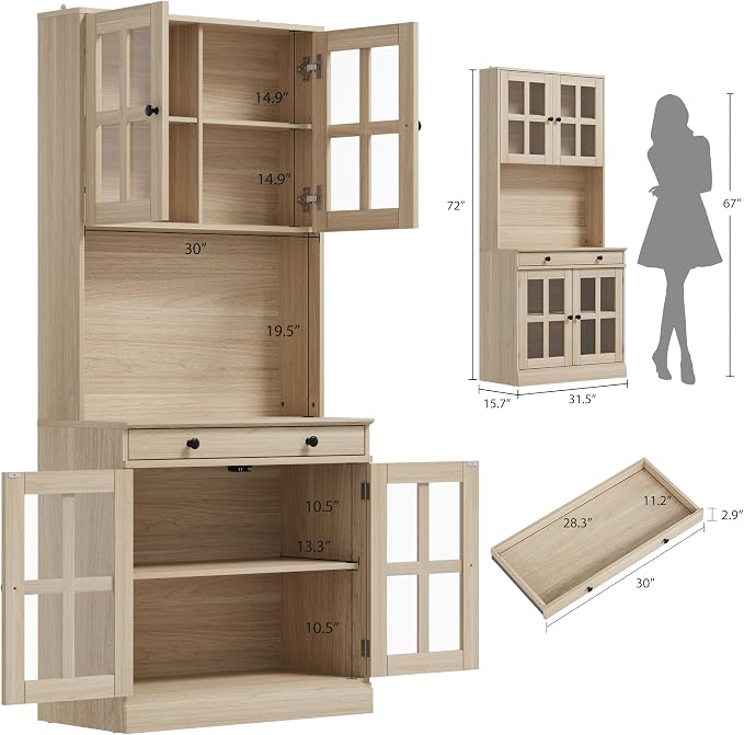 Garvee 72 Inch Kitchen Pantry Cabinet - Image 2