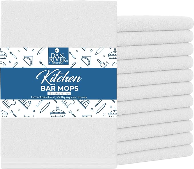 DAN RIVER Kitchen Bar Mops, 16 by 19 Inches, 100% Cotton Super Absorbent by DanRiver