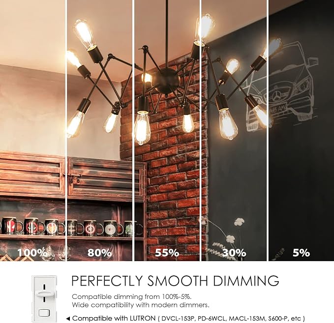 LVWIT ST21 LED Filament Bulb 7W Dimmable 2700K Warm White Vintage Edison Light - Image 4