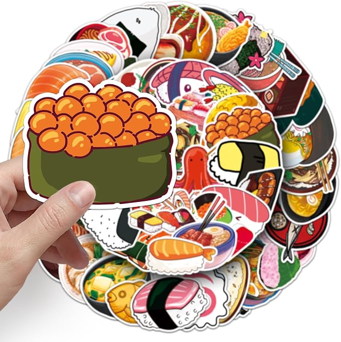50PCS Sushi Stickers for Water Bottles Laptop, Japanese Cooking Party - Image 2